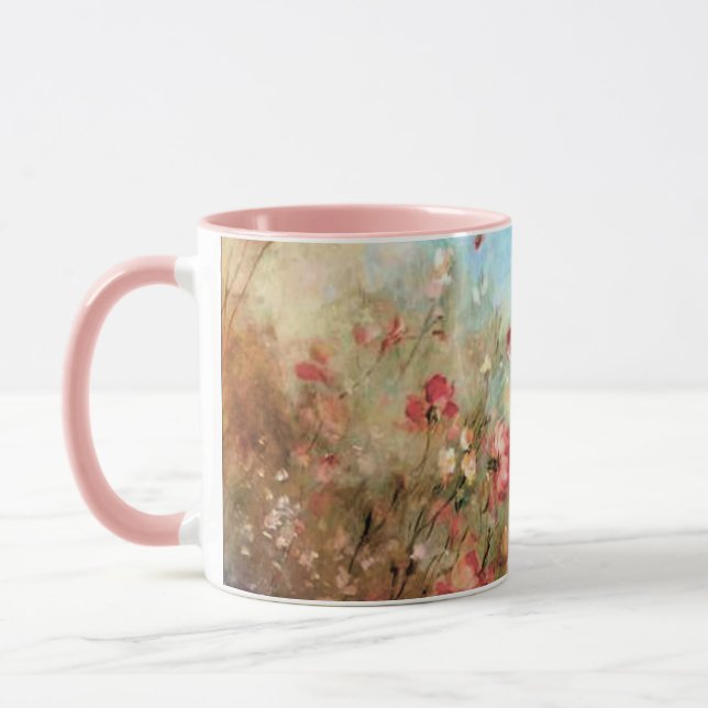 Rosa Aquarell-Blume Tasse (Links)