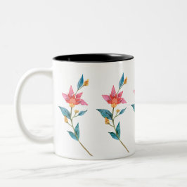 Rosa Aquarell-Blume Zweifarbige Tasse