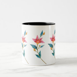 Rosa Aquarell-Blume Zweifarbige Tasse