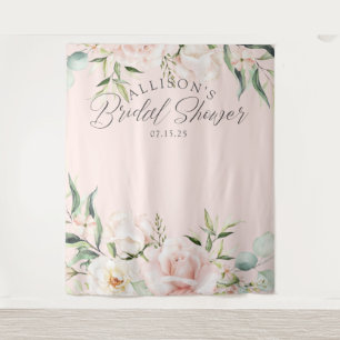 rosa Aquarell-Blumen-chic Brautparty-Hintergrund Wandteppich