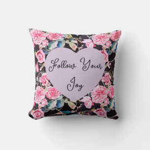 Rosa Aquarell-Blumen Florale Mädchen Freude Kissen