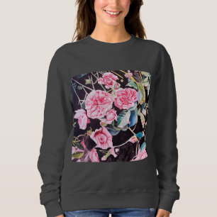 Rosa Aquarell Blumen Florale Malerei Sweatshirt