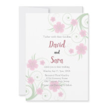 Rosa Aquarell-Blumen-Hochzeitseinladung | Sanft