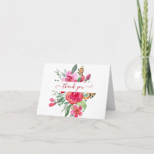 Rosa Aquarell Blumen personalisierte Danke Karte