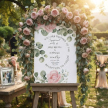 Rosa Aquarell Blumen Verlobungsfeier