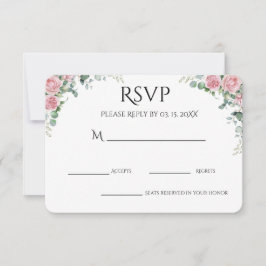 Rosa Aquarell-Blumen-Verlobungsfeier RSVP Karte