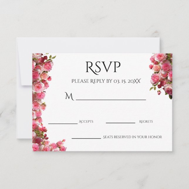 Rosa Aquarell-Blumen Verlobungsfeier RSVP Karte (Vorderseite)