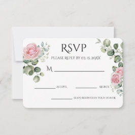 Rosa Aquarell-Blumen Verlobungsfeier RSVP Karte