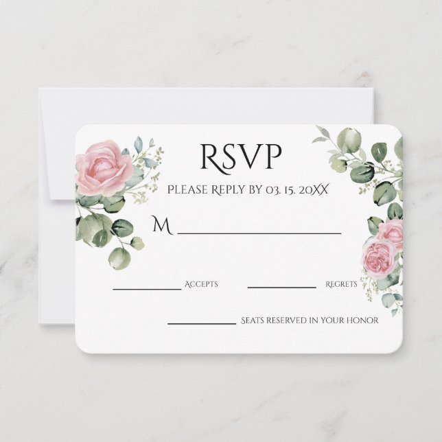 Rosa Aquarell-Blumen Verlobungsfeier RSVP Karte (Vorderseite)