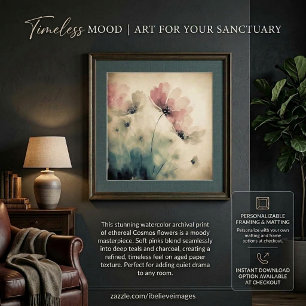 Rosa Aquarell-Blumenkunst Poster
