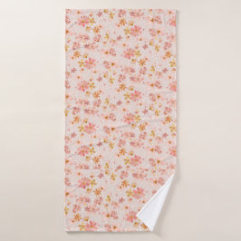 Rosa Aquarell-Blumenmuster Badehandtuch