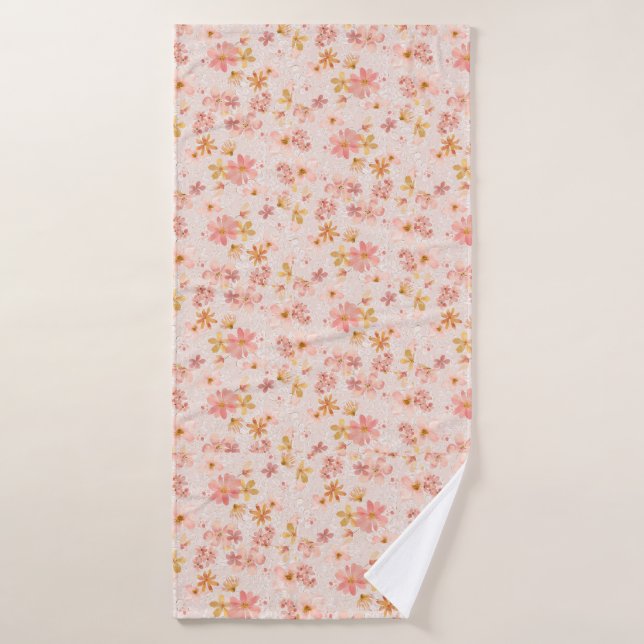 Rosa Aquarell-Blumenmuster Badehandtuch (Badehandtuch)