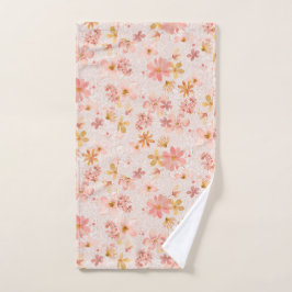Rosa Aquarell-Blumenmuster Handtuch
