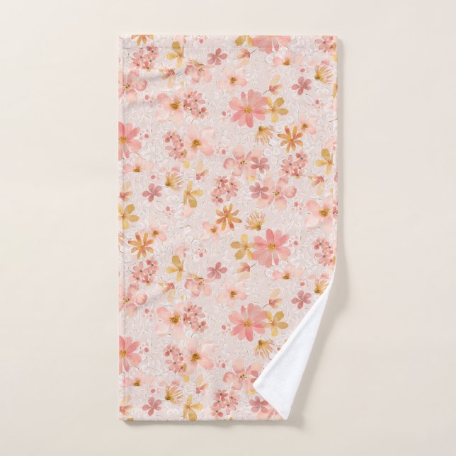 Rosa Aquarell-Blumenmuster Handtuch (Handtuch)