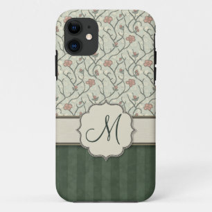 Rosa Aquarell-Blumenreben, Streifen und Monogramm title_seo2