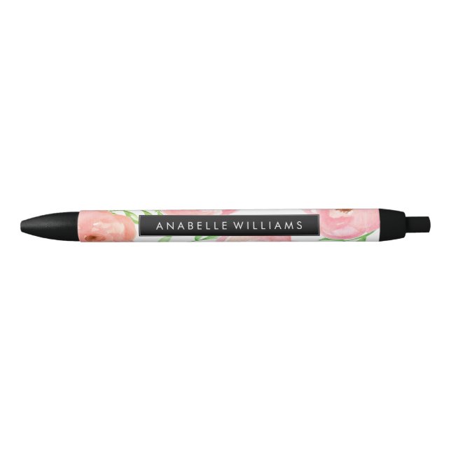 Rosa Aquarell-Blüte Kugelschreiber (Vorderseite)