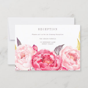 Rosa Aquarell Englischer Bouquet Empfangskarte Einladung