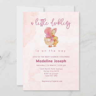 Rosa Aquarell Entlein Mädchen Baby-Party Einladung