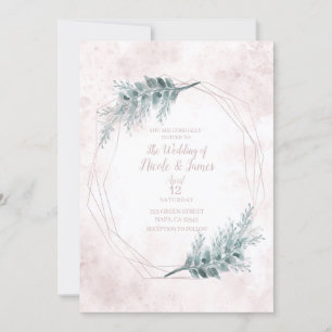 Rosa Aquarell Geometrisch Botanische Hochzeit Einladung