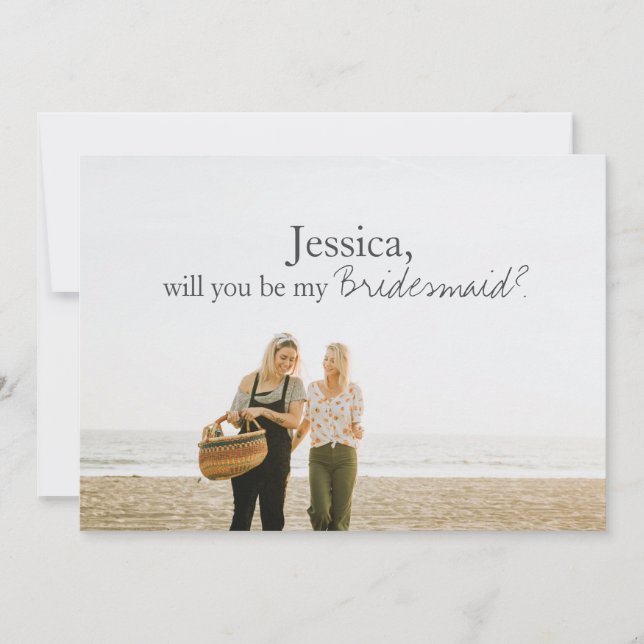 Rosa Aquarell Gold Bridesmaid Foto Einladung (Vorderseite)