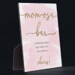 Rosa Aquarell Gold Mama-osa Bar Sign Fotoplatte<br><div class="desc">Das Mimosa-Bar zeichnet sich durch ein zeitloses Aquarelldesign und eine goldene Folienüberführung in Imitaten aus. Die Überschrift des Skripttextes ist ein Bild, das nicht bearbeitet werden kann. Das Kursbild kann auf jede Postergröße angepasst werden. Der andere Text ist vollständig editierbar. Für eine erweiterte Anpassung dieses Designs, wählen Sie einfach die...</div>