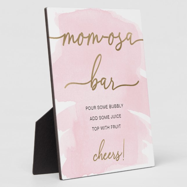 Rosa Aquarell Gold Mama-osa Bar Sign Fotoplatte (Seite)