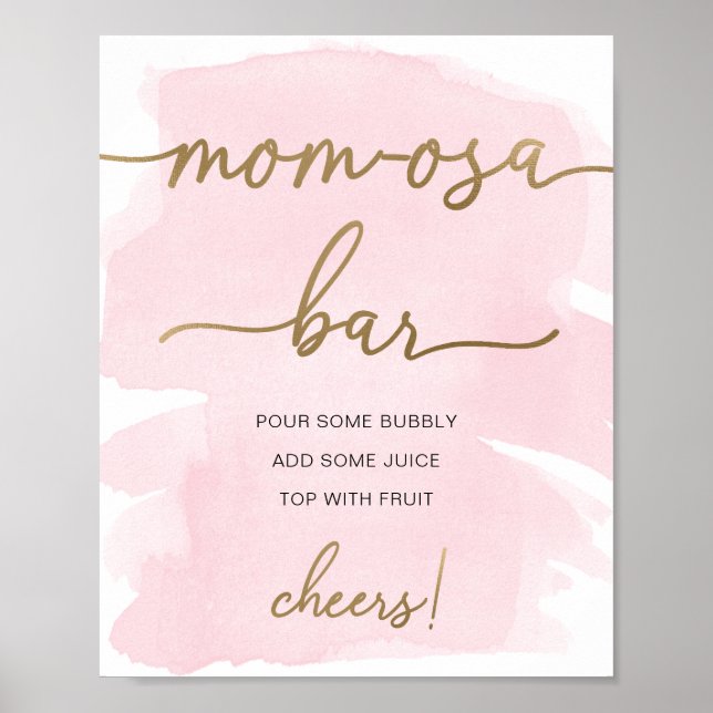 Rosa Aquarell Gold Mama-osa Bar Sign Poster (Vorne)