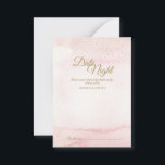 Rosa Aquarell Gold Typ Datum Nachtberatungskarte Hinweiskarte<br><div class="desc">Diese Pink Watercolor Gold Art Hochzeitstichtag Nachtratskarten präsentieren ein elegantes, aber minimalistisches und vielseitiges Design. Die Farbtöne von Korallen, Pfirsich, Rose, Lila und staubige Rose in den rosafarbenen Aquarellfarben vermitteln einen Sonnenaufgang oder Sonnenuntergang, der mit einem minimalen vergoldeten Glitzer und der Goldkalligraphie geschmückt ist und ein zartes und elegantes, aber...</div>
