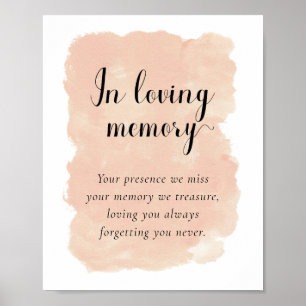 Rosa Aquarell-Hochzeit 'In Liebe Erinnerung' Poster