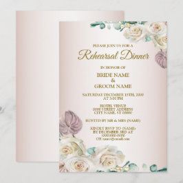Rosa Aquarell Hochzeitsprobe-Dinner Einladung