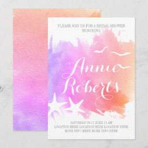 Rosa Aquarell, Hochzeitssterne-Brautparty Einladung