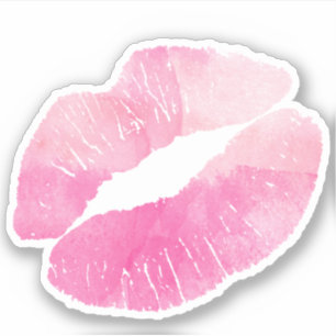 Rosa Aquarell-Lippen Aufkleber