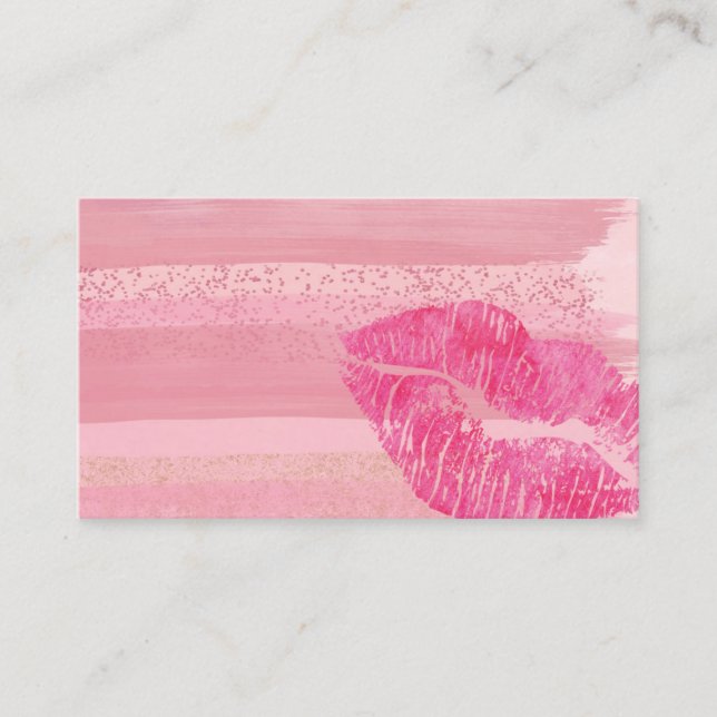 Rosa Aquarell-LippenVisitenkarte-Schablone Visitenkarte (Vorderseite)