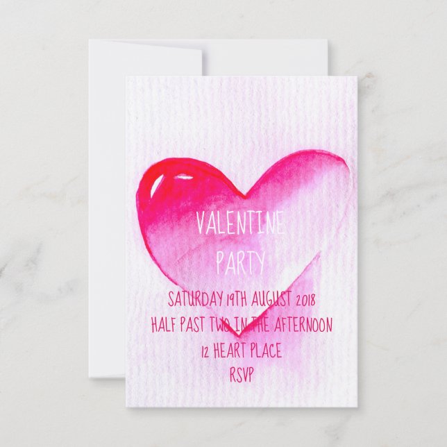 Rosa Aquarell Moderne Valentine Party Einladung (Vorderseite)