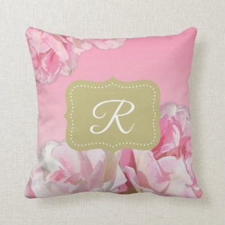 Rosa Aquarell-Pfingstrosen Kissen