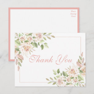 Rosa Aquarell Rosa Blumen Hochzeit Danke Postkarte