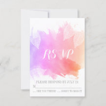 Rosa Aquarell & Skelett Blätter Hochzeit RSVP