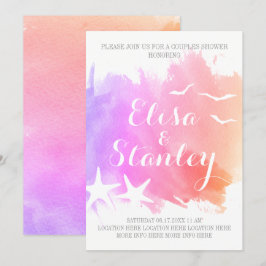 Rosa Aquarell, sternenförmige Hochzeitspaare dusch Einladung