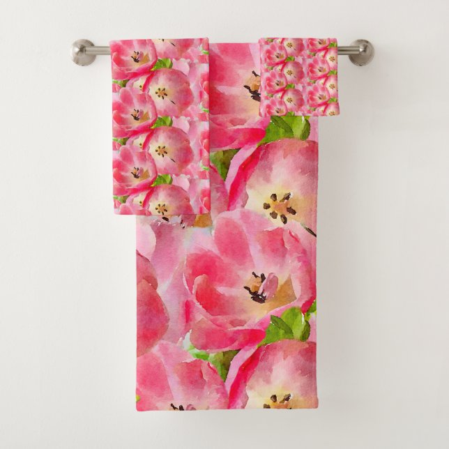 Rosa Aquarell Tulip Handtuch Set (Insitu)