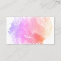 Rosa Aquarell und Blätter Hochzeitsfeier Platzkart