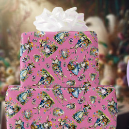 Rosa Aquarell Vintag Ostern Bunny Egg Blütenfarben Geschenkpapier