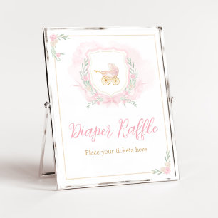 Rosa Aquarell Wappen Kinderdusche Windeln Windeln  Poster