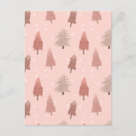 Rosa Aquarell Weihnachtsbaumillustrierung Feiertagspostkarte