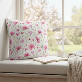 Rosa Aquarell-Wildblume Kissen