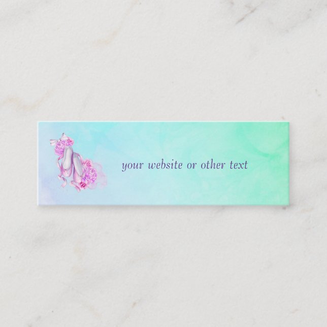 Rosa Aquarellballerschuhe mit Peonies und Bow Mini Visitenkarte (Vorderseite)