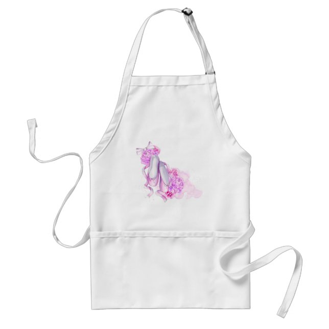 Rosa Aquarellballerschuhe mit Peonies und Bow Schürze (Vorne)