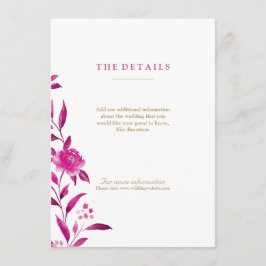 Rosa Aquarellblume Chinoiserie Details Hochzeiten Begleitkarte