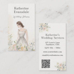 Rosa Aquarellblume Eleganter Hochzeitsplaner Visitenkarte