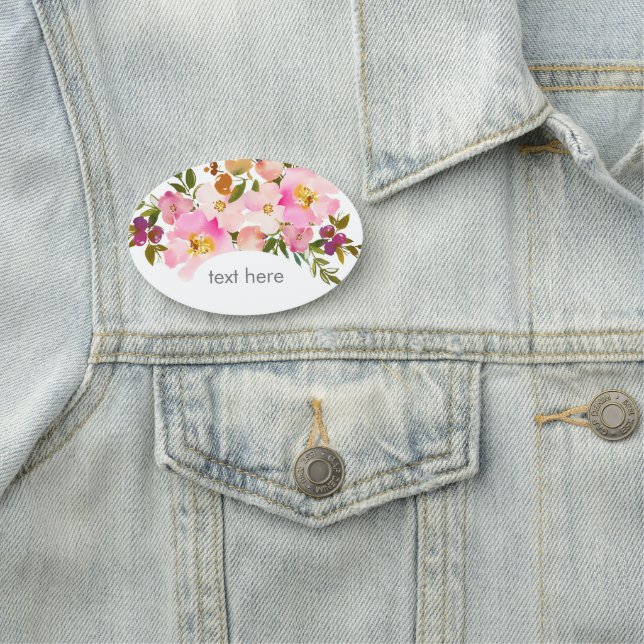 Rosa Aquarellblume Klassische Bezeichnung Namensschild (Beispiel)