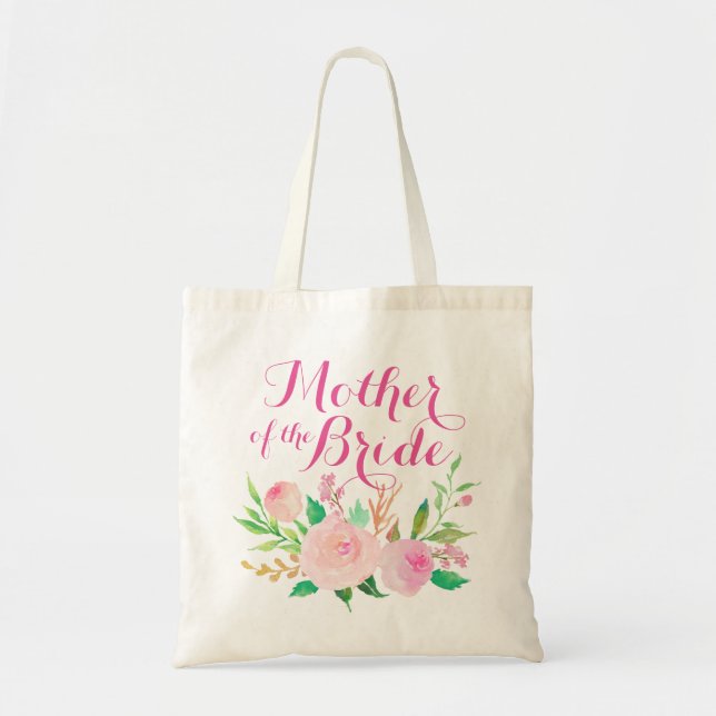Rosa Aquarellblume "Mutter der Braut" Tragetasche (Vorne)